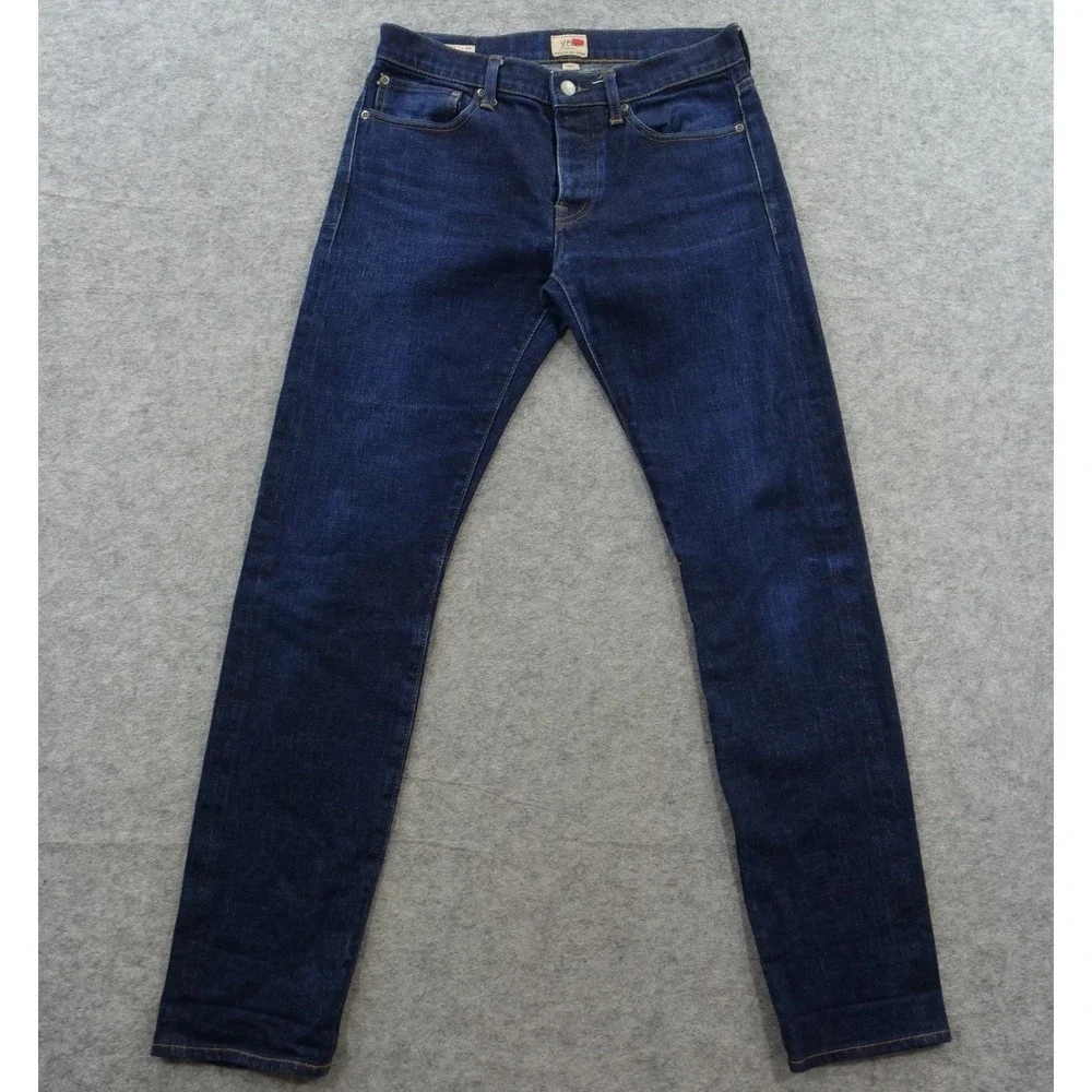 J Crew 484 Jeans Mens 31 Blue Slevedge Slim Straight Mid Rise Button Fly